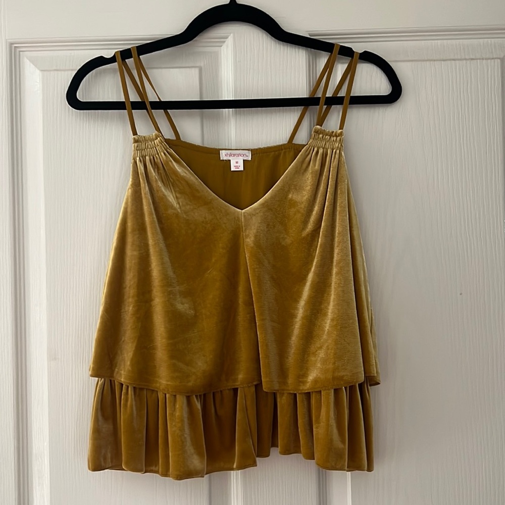 Gold velvet tank